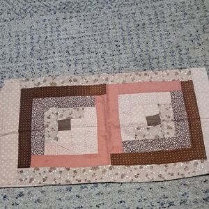 Source Unknown Patchwork Quilted Pillowcase with Pink and Brown Tones